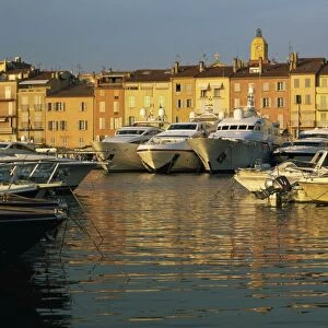 Luxury yachts in harbour, St. Tropez, Var, Cote d Azur, French Riviera