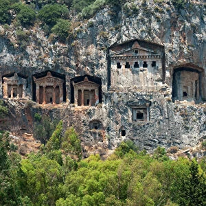 Lycian Rock Tombs of Caunos, near Dalyan, Aegean, Anatolia, Turkey, Asia Minor, Eurasia