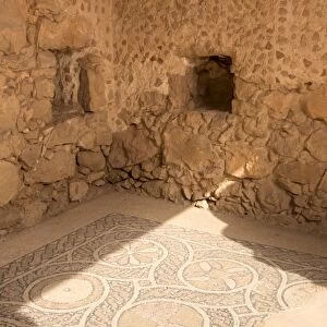 Mosaic floor, Byzantine Church, hill top palace complex, Masada fortress, UNESCO
