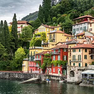 Multicoloured houses in the old town of Varenna, Lake Como, Lombardy, Italian Lakes
