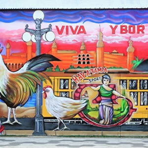 Mural by Chico in Ybor City Historic District, Tampa, Florida, United States of America, North America