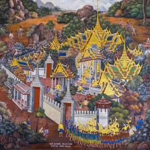 Murals depicting scenes from the Ramakien, Temple of the Emerald Buddha (Wat Phra Kaew)