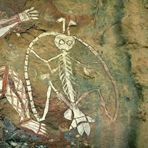 Namarrgon, the Lightning Man, one of the supernatural ancestors depicted at the aboriginal rock art site at Nourlangie Rock, Kakadu National Park, UNESCO World Heritage Site, Northern Territory