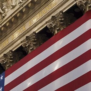 New York Stock Exchange and American flag