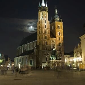 Night shot of Saint Marys Church or Basilica