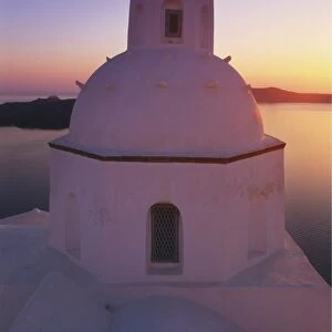 Orthodox Church at Sunset, Thira, Santorini, Cyclades, Greece