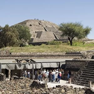 Palace of the Jaguars in foreground with Pyramid of the Moon beyond