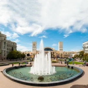 Panorama of the Station Square in Kharkiv, Ukraine, Europe