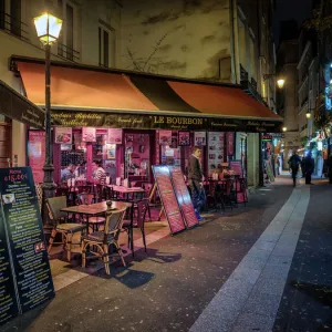 Parisian cafe and street scene, Paris, France, Europe