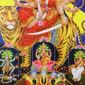 Picture of Hindu goddess Durga, India, Asia