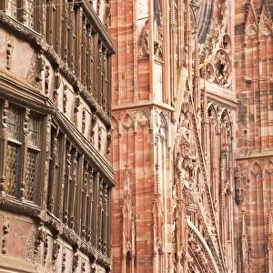 Place de la Cathedrale in Strasbourg, Bas-Rhin, Alsace, France, Europe