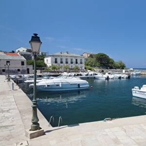 Port of Macinaggio and the island La Giraglia in the background, Corsica, France, Mediterranean, Europe