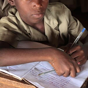 Portrait of an African schoolboy, Hevie, Benin, West Africa, Africa
