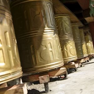 Prayer wheels, Tagong temple, Tagong, Sichuan, China, Asia
