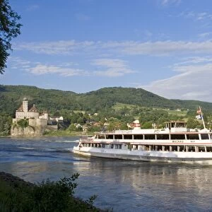 River cruise steam boat and Schloss Schonbuhel, Wachau, Lower Austria, Austria, Europe