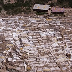 The salt mines of Las Salinas de Maras, where each little plot is individually owned, Peru, South America