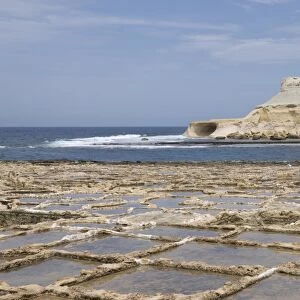 Salt pans at Qbajjar, near Marsalforn, Gozo, Malta, Mediterranean, Europe