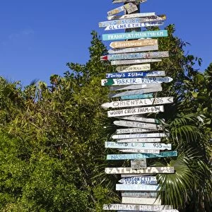 Signposts, Hope Town, Elbow Cay, Abaco Islands, Bahamas, West Indies, Caribbean