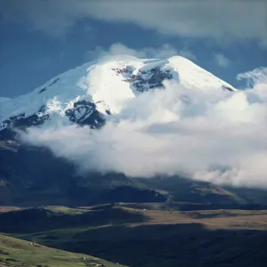 The snow capped Mount Chimborazo in Ecuador, South America