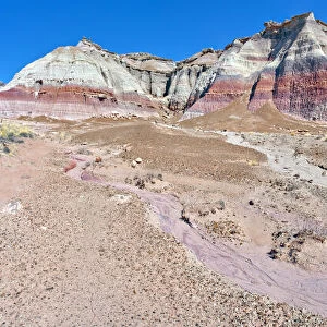 South side of Damnation Mesa on the north end of Devils Playground in Petrified Forest National Park, Arizona, United States of America, North America