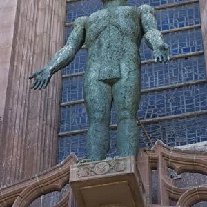 Statue in front of the entrance to Liverpool Anglican Cathedral, Liverpool