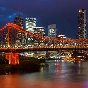 Story Bridge and Brisbane city skyline after dark, Queensland, Australia, Pacific