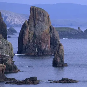 Stoura Pund cliffs and stacks of red sandstone