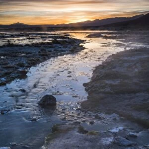 Sunrise at Chalviri Salt Flats (Salar de Chalviri), Altiplano of Bolivia in Eduardo