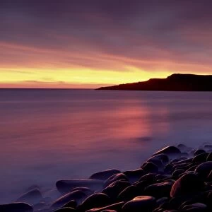 Sunrise over Embleton Bay, near Alnwick, Northumberland, England, United Kingdom, Europe