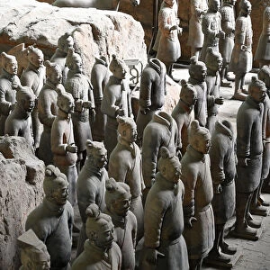 Terracotta Army, soldiers and a horse, buried with Emperor Qin Shi Huang in 210-209 BC