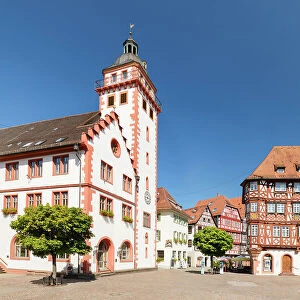 Town Hall and Palmsches Haus on market square, Mosbach, Neckartal Valley, Odenwald, Baden-Wurttemberg, Germany, Europe