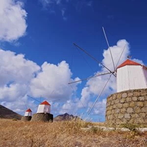 Traditional windmills of Porto Santo Island located on the way from Casinhas to Serra de Fora
