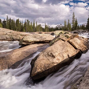 Tuolumne River rushing through granite boulders in Yosemite National Park, UNESCO World Heritage Site, California, United States of America, North America