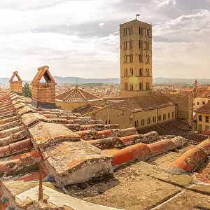 View of city skyline and rooftops from Palazzo della Fraternita dei Laici, Arezzo, Province of Arezzo, Tuscany, Italy, Europe