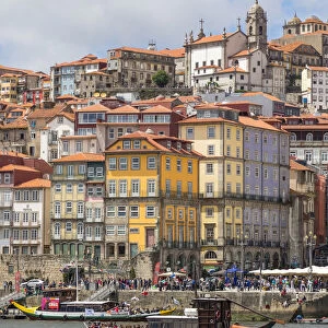 View from Douro River to the historical Ribeira Neighborhood, UNESCO World Heritage Site