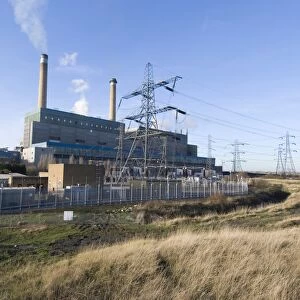 View of npowers coal fired-power station at Tilbury, Essex, England