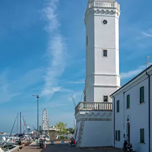 View of Rimini lighthouse, Rimini, Emilia-Romagna, Italy, Europe
