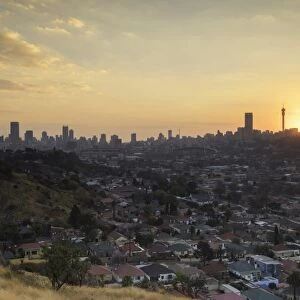 View of skyline at sunset, Johannesburg, Gauteng, South Africa, Africa