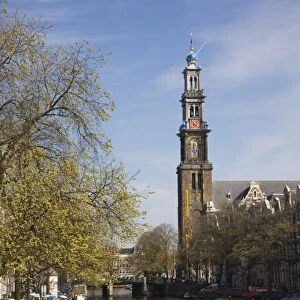 Westerkerk church and the Prinsengracht canal, Amsterdam, Netherlands, Europe