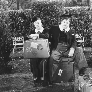 Stan Laurel and Oliver Hardy in Alfred Gouldings A Chump at Oxford (1939)