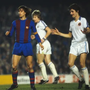 Johan Cruyff takes on Aston Villa for Barcelona in 1978