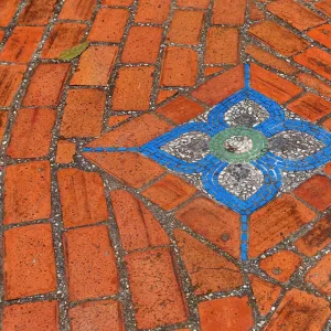 Brick pathway at Wat Nong Sikhounmuang Temple, Luang Prabang, Laos