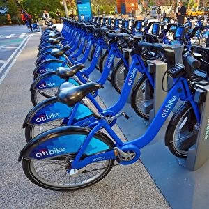 Citibike bicycle hire bicycles, New York, America