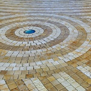 Spiral design floor tiles in Glories, Barcelona, Spain