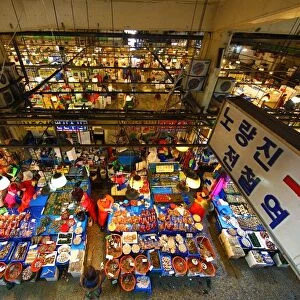 Stalls at Noryangjin Fish and Seafood Market in Seoul, Korea