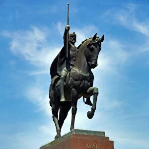 Statue of King (Kralj) Tomislav riding a horse in King Tomislav Square in Zagreb, Croatia