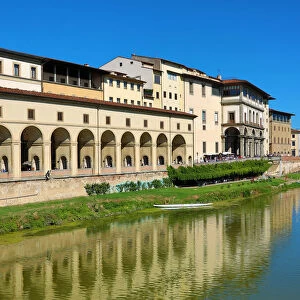The Uffizi Gallery and the River Arno, Florence, Italy