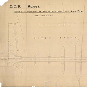 G. C. R Keadby - Position of Boreholes on Site of New Bridge over River Trent [c1912-1916]