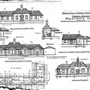 LNE Railway Great Central Section - Booking Hall and Parcels Office Block - General Drawing - Aylesbury Station [1925]