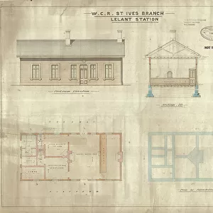 West Cornwall Railway - Lelant Station Elevation Sections and Plans